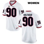 Women's Georgia Bulldogs NCAA #90 Tramel Walthour Nike Stitched White Authentic College Football Jersey XGE6554OV